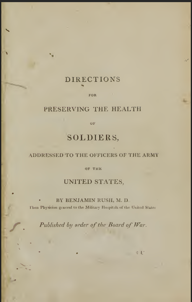 Directions for Preserving the Health of Soldiers